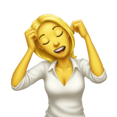 Yellow woman strangling herself with her hands around her neck 