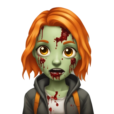 zombie - girl with orange medium hair and blood